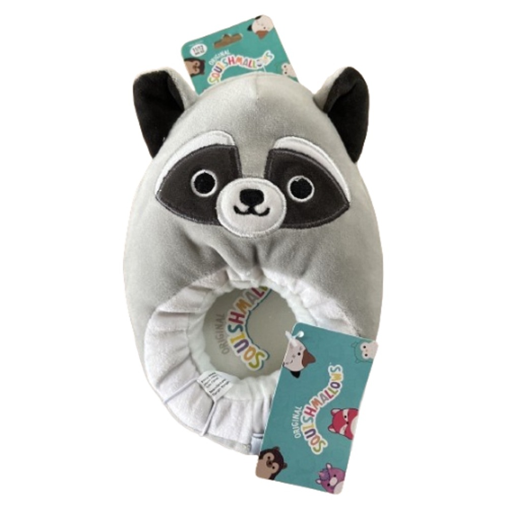 NWT Squishmallow Slippers Rocky the Racoon Gray Grey Size 2/3